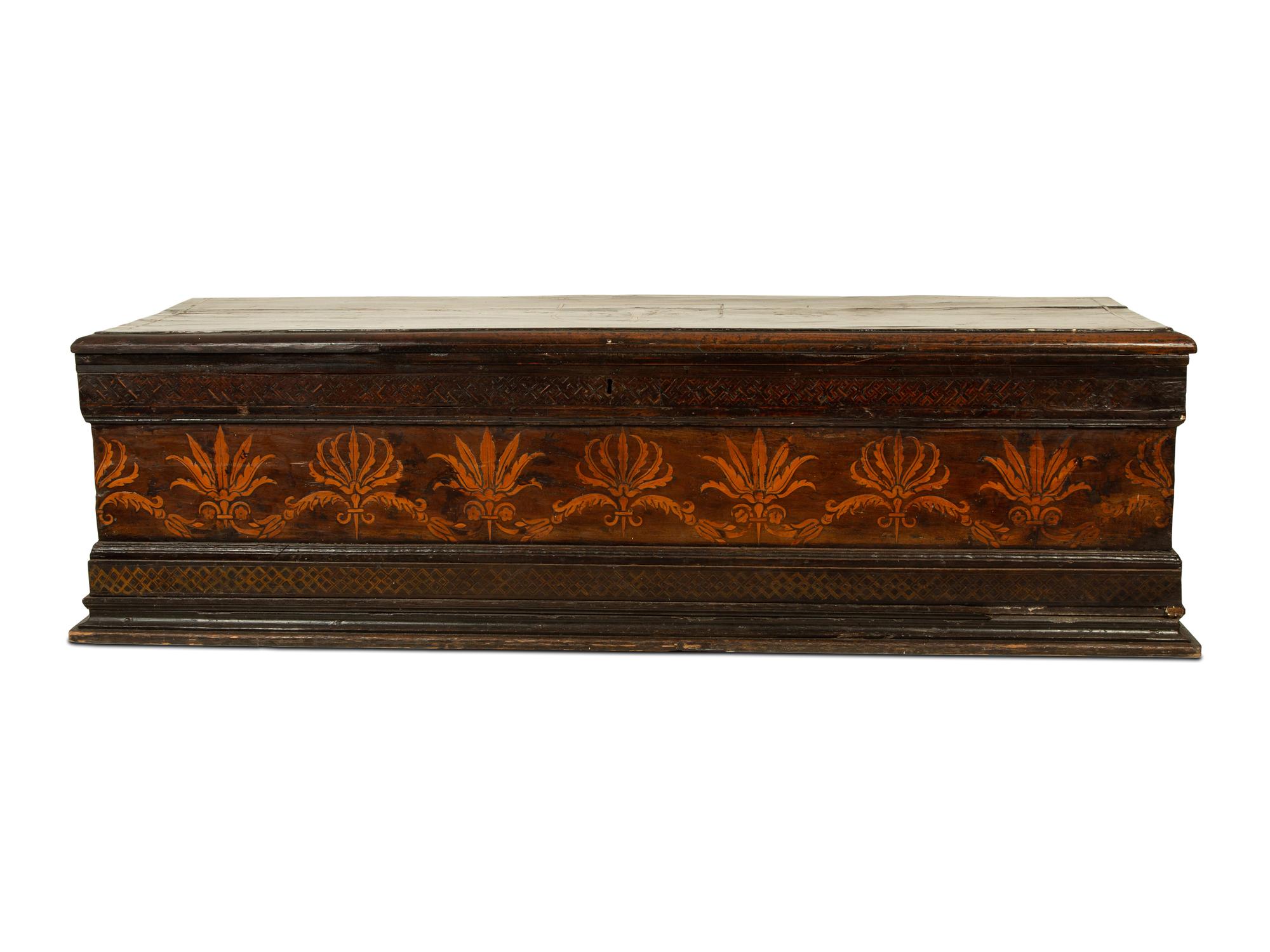 A Continental Marquetry Inlaid Cassone — 16TH CENTURY