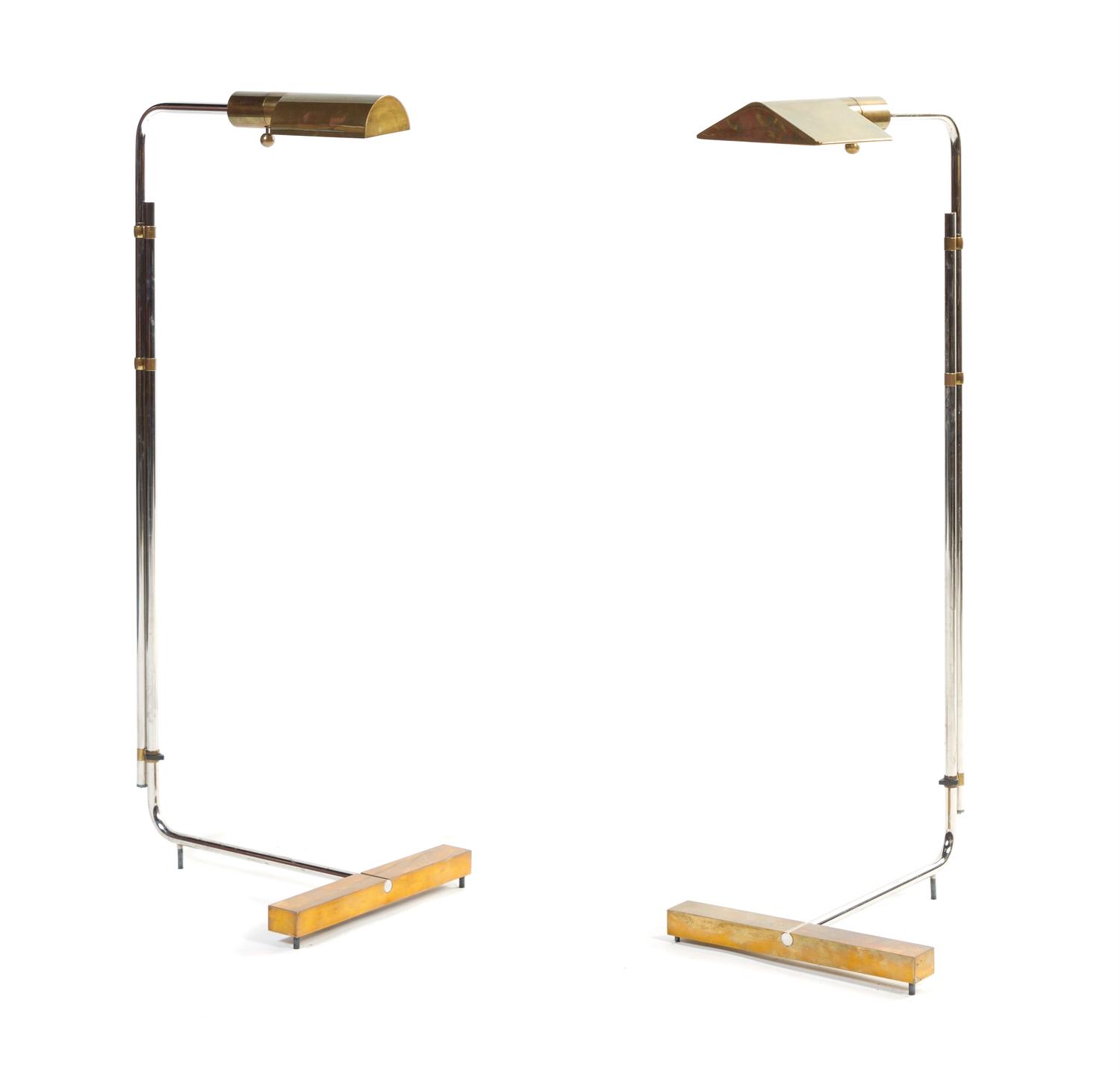 Two Brass and Chrome Floor Lamps, Cedric Hartman Height when extended 47 1/2 inches.