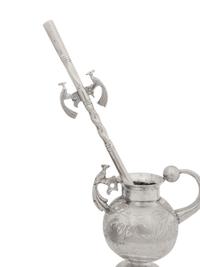 Two Chilean Silver Mate Pots