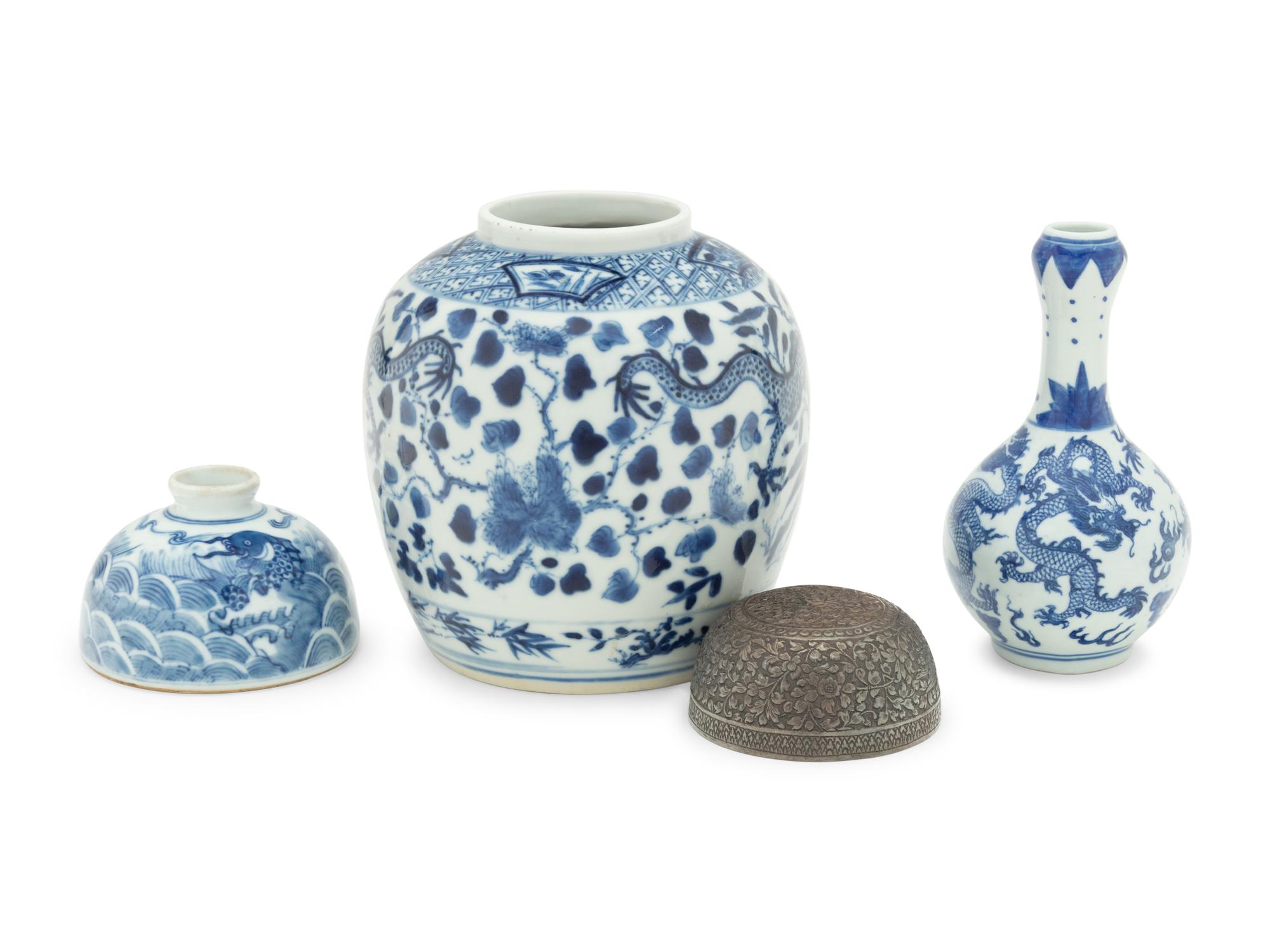 Three Chinese Blue and White Porcelain Wares