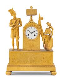 A Charles X Gilt Bronze Mantel Clock