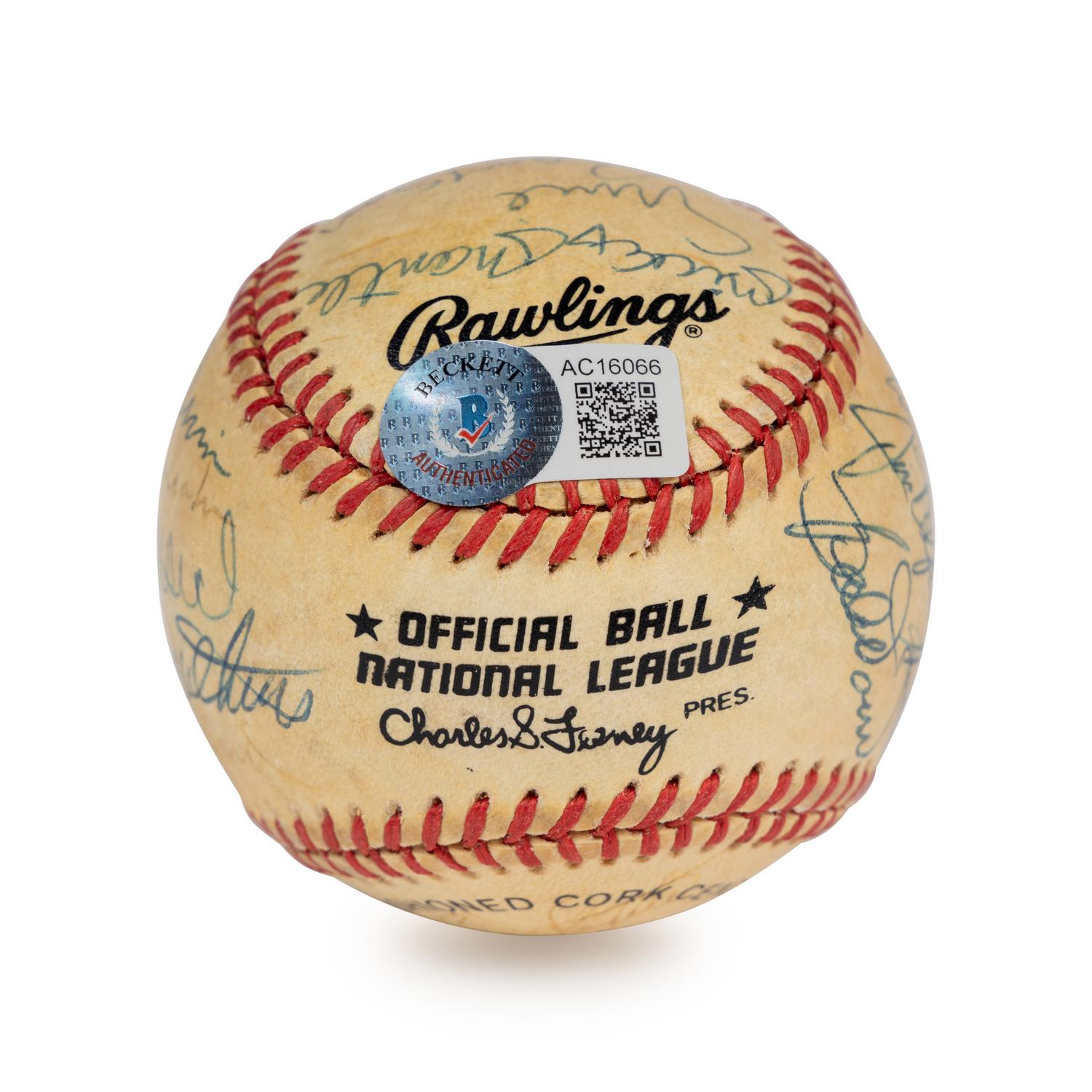 A Vintage Hall of Fame and Alumni Autograph Baseball - 21 Signatures Including Mickey Mantle (Beckett Authentication Services Letter),