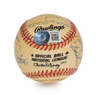 A Vintage Hall of Fame and Alumni Autograph Baseball - 21 Signatures Including Mickey Mantle (Beckett Authentication Services Letter),