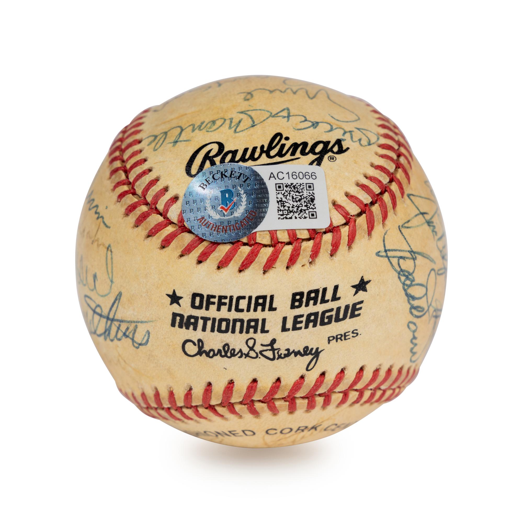 A Vintage Hall of Fame and Alumni Autograph Baseball - 21 Signatures Including Mickey Mantle (Beckett Authentication Services Letter),