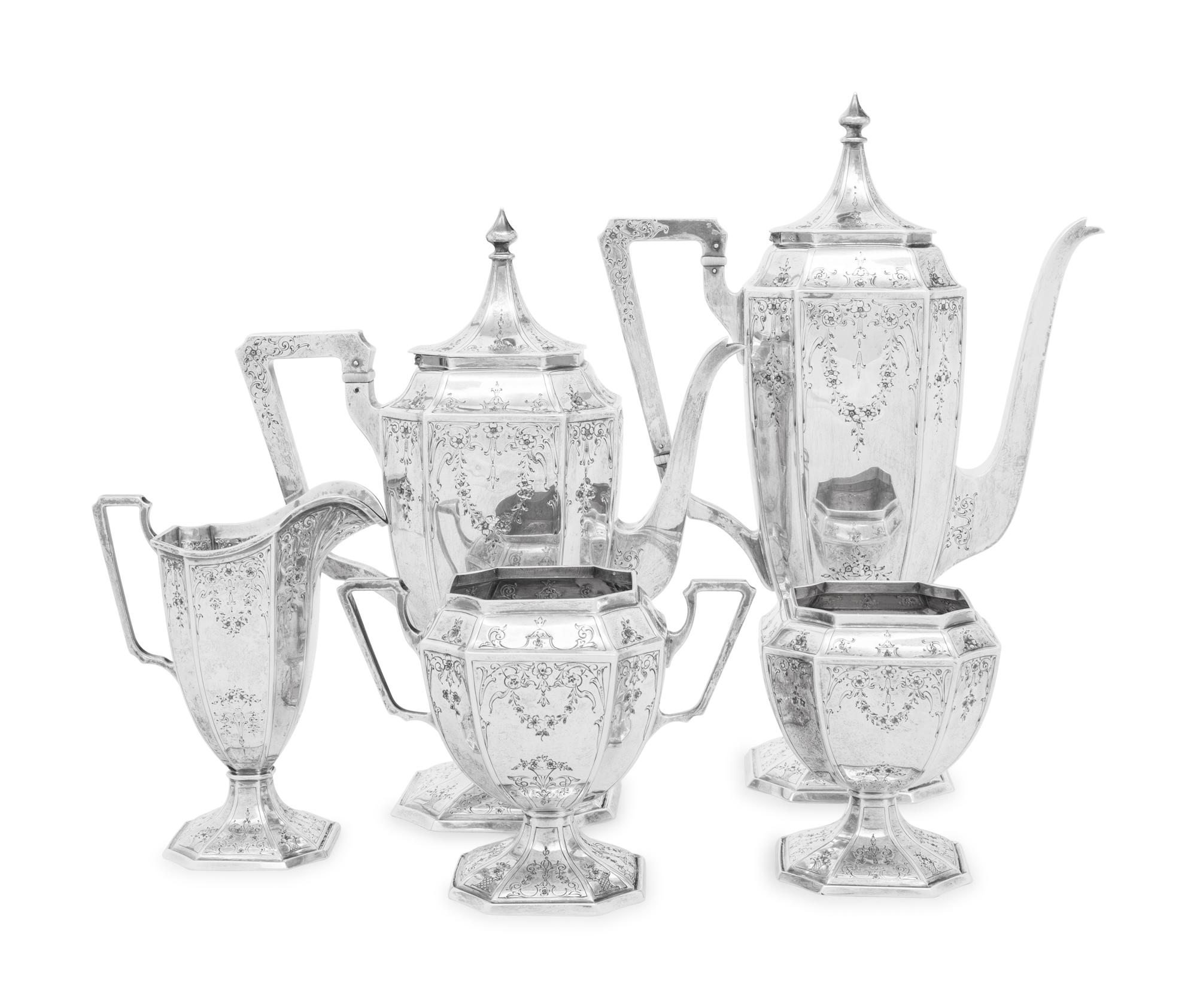 An American Silver Five Piece Tea and Coffee Service