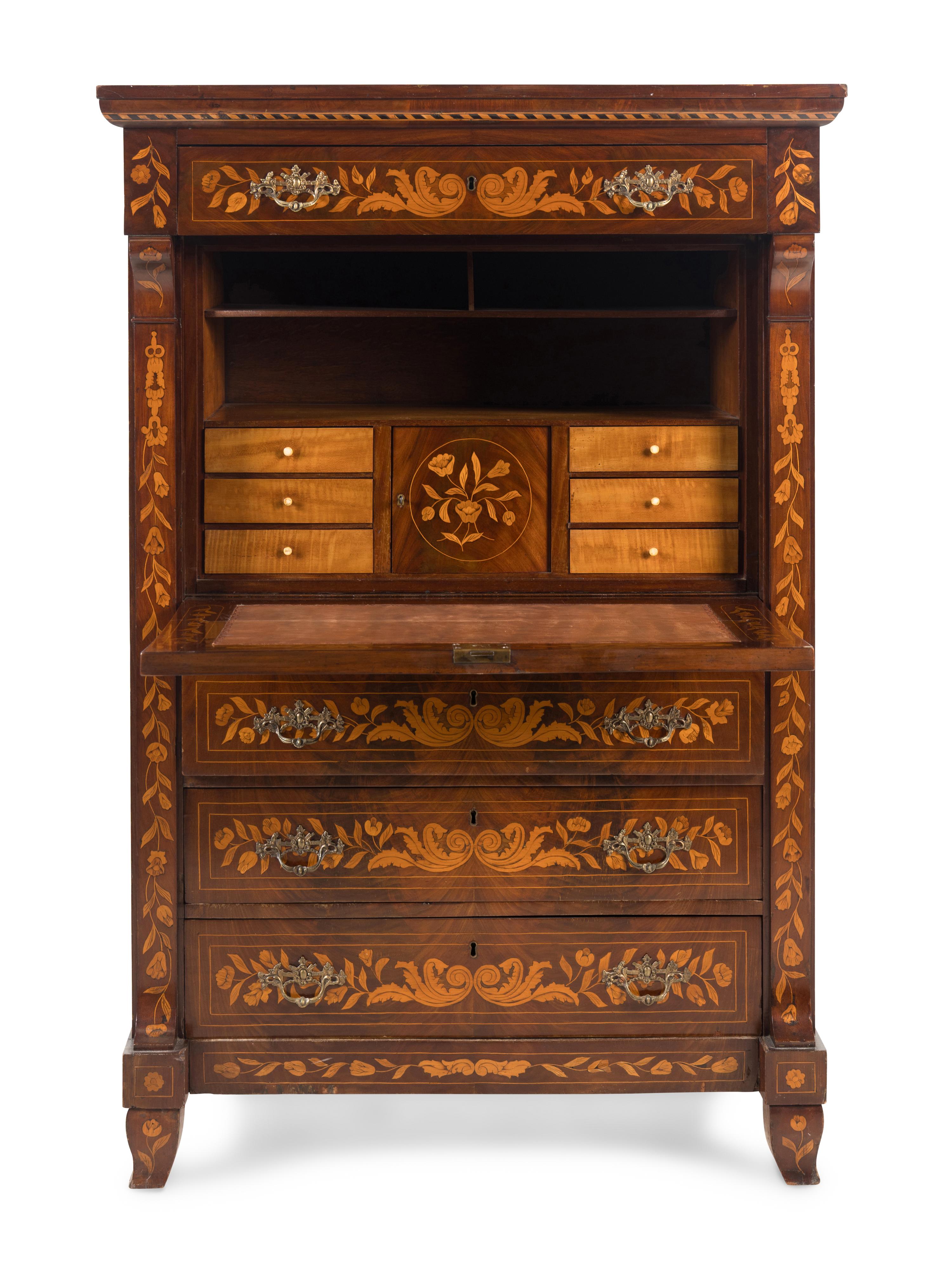A Dutch Marquetry Secrétaire à Abattant
