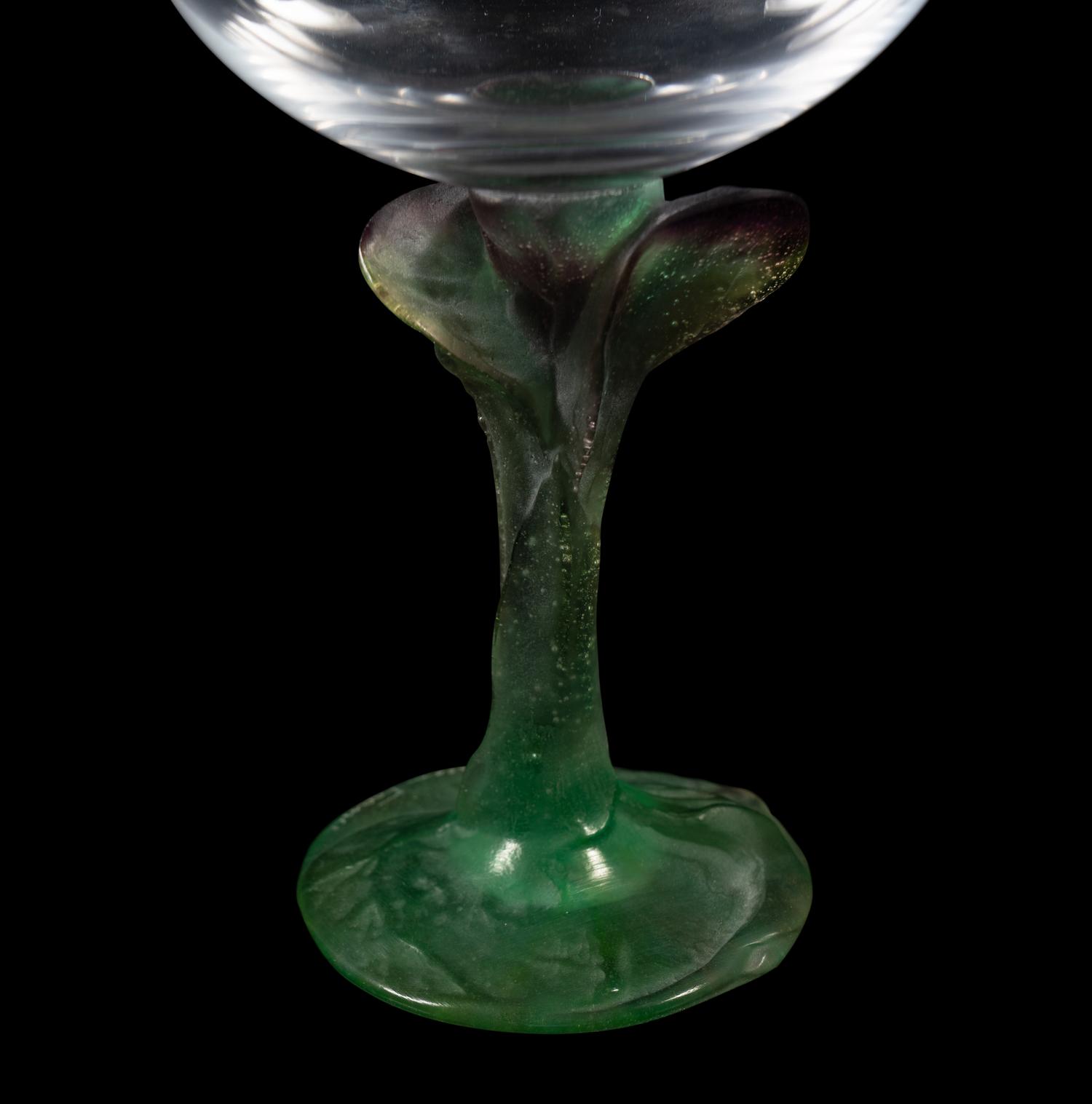 A Set of Daum Nature Pâte-de-Verre Glasses and an Ewer
