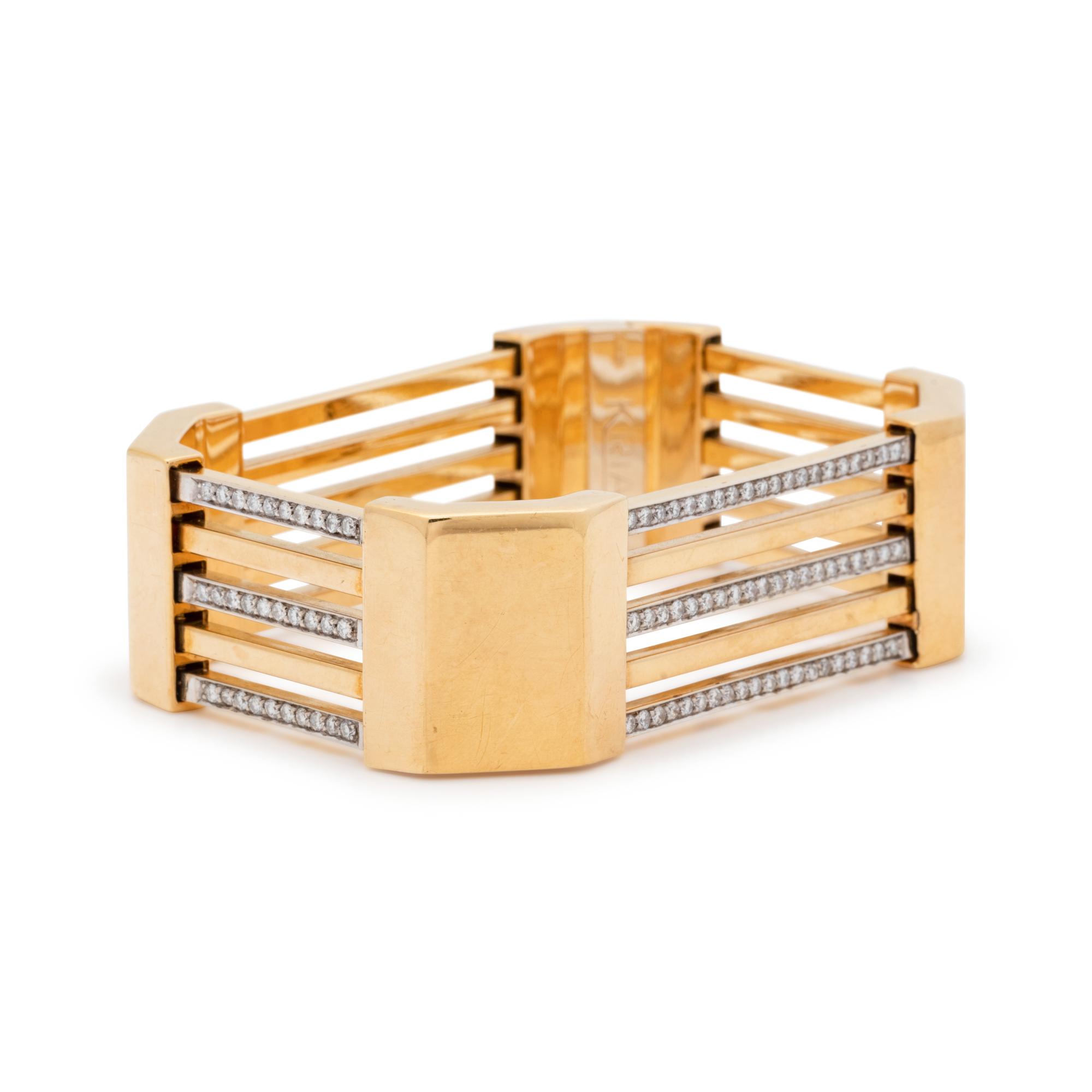 YELLOW GOLD AND DIAMOND BANGLE BRACELET