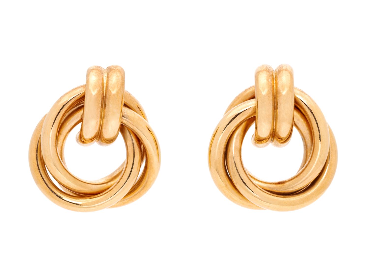 A Pair of 14 Karat Yellow Gold Doorknocker Earrings,