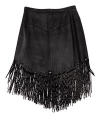 Black Leather Fringe Corset Top, Skirt and Arm Bands