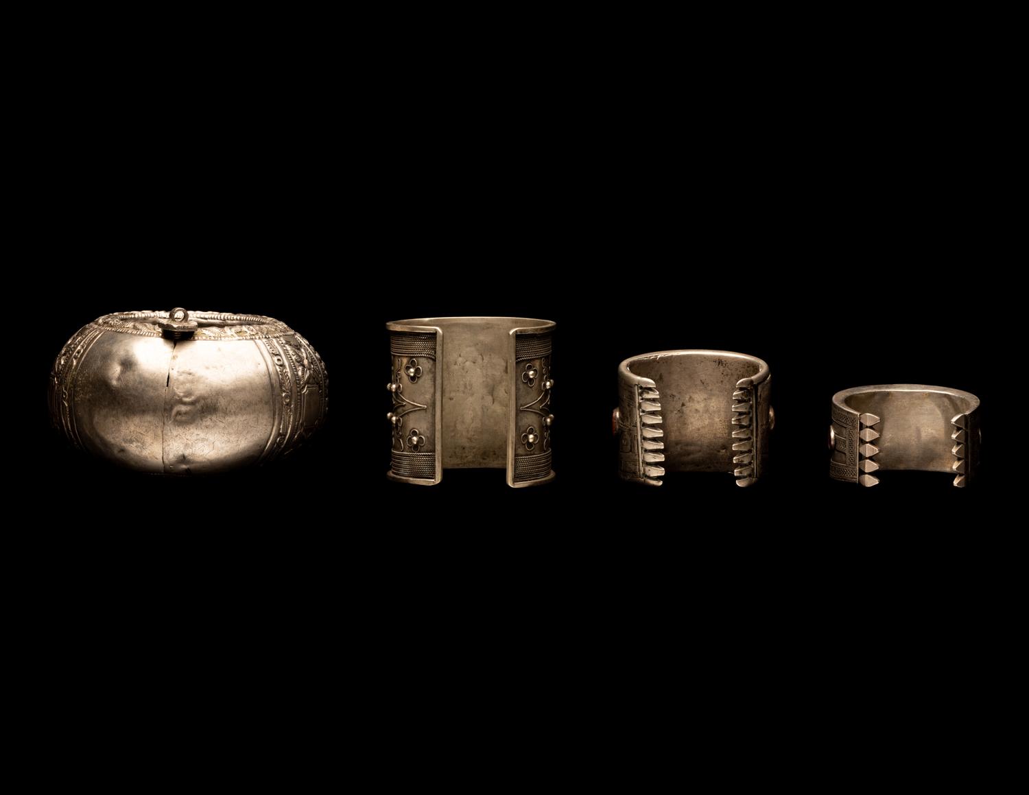 Four Central Asian Silver Cuff Bracelets