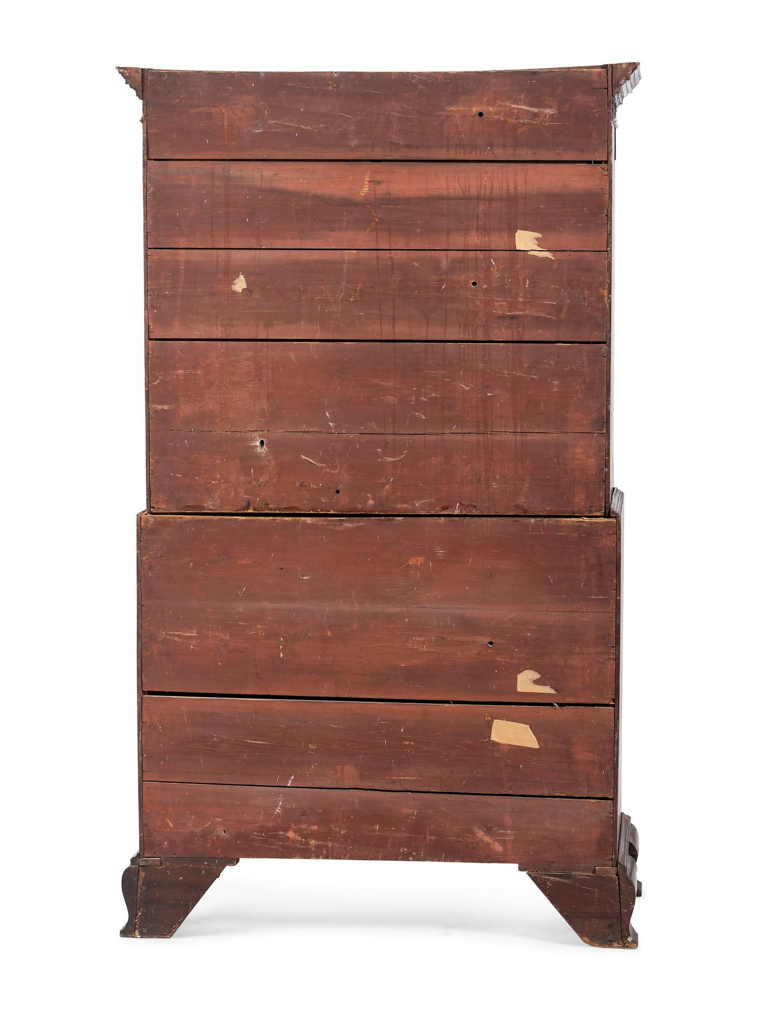 A George III Chinese Chippendale Walnut Chest-on-Chest