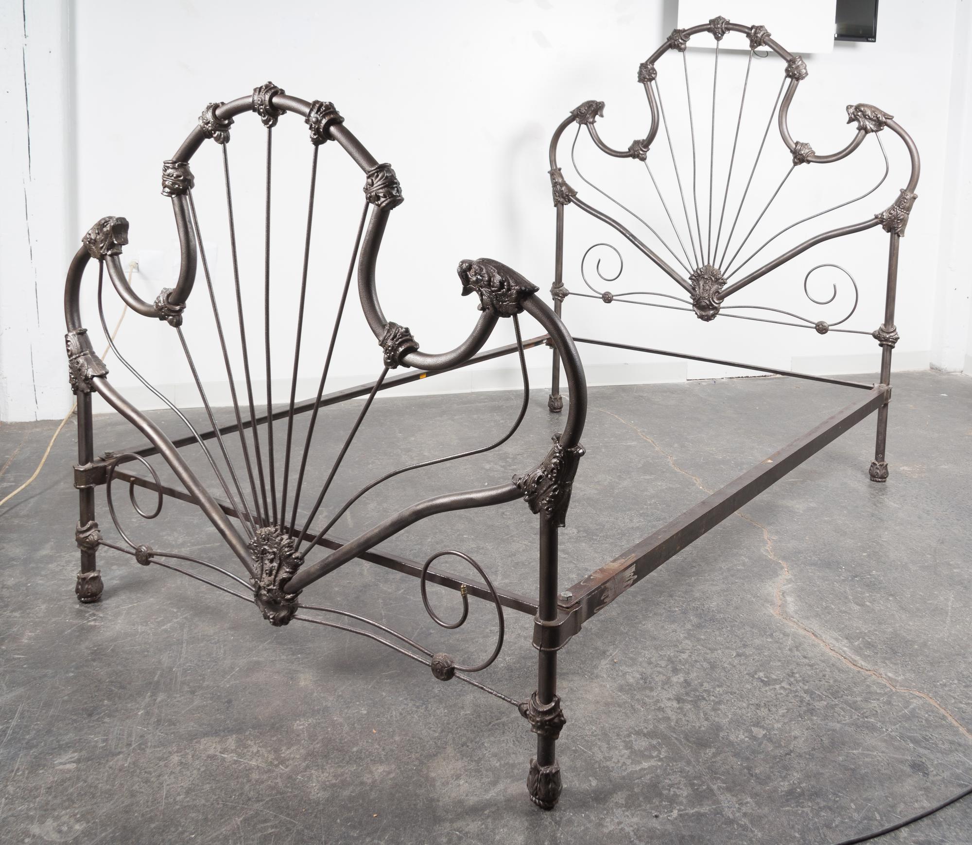 A Victorian Style Cast Iron Bed Height of headboard 64 3/4 inches. — 19TH/20TH CENTURY