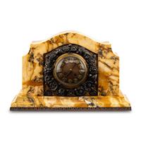 Attributed to Edgar Brandt Art Deco, c. 1930 — An Art Deco Marble and Silvered Bronze Mantel Clock