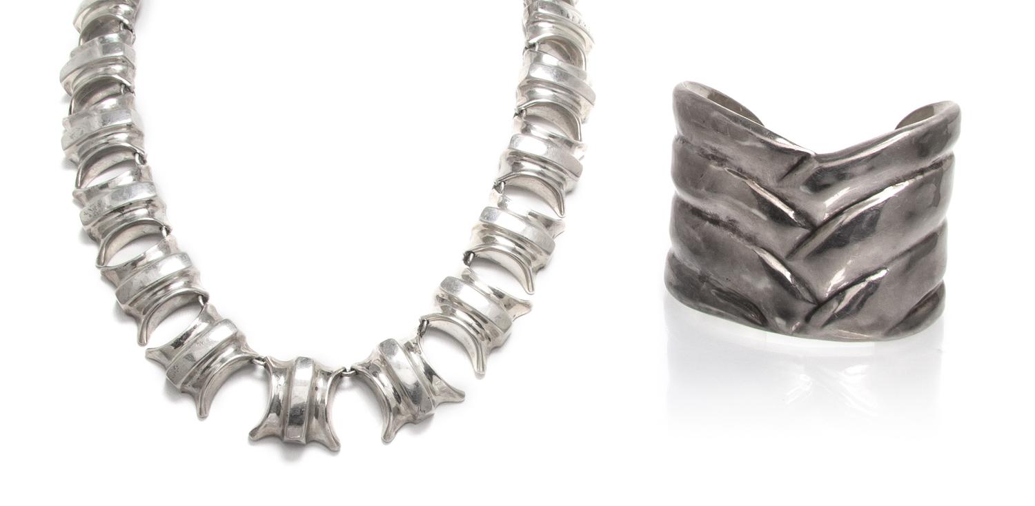 A Collection of Sterling Silver Jewelry, Taxco, 110.00 dwts.