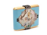 A Vladimir Makovsky Decorated Art Deco Gold and Diamond, Platinum, Mother of Pearl and Hardstone-Mounted Enameled Cigarette Case