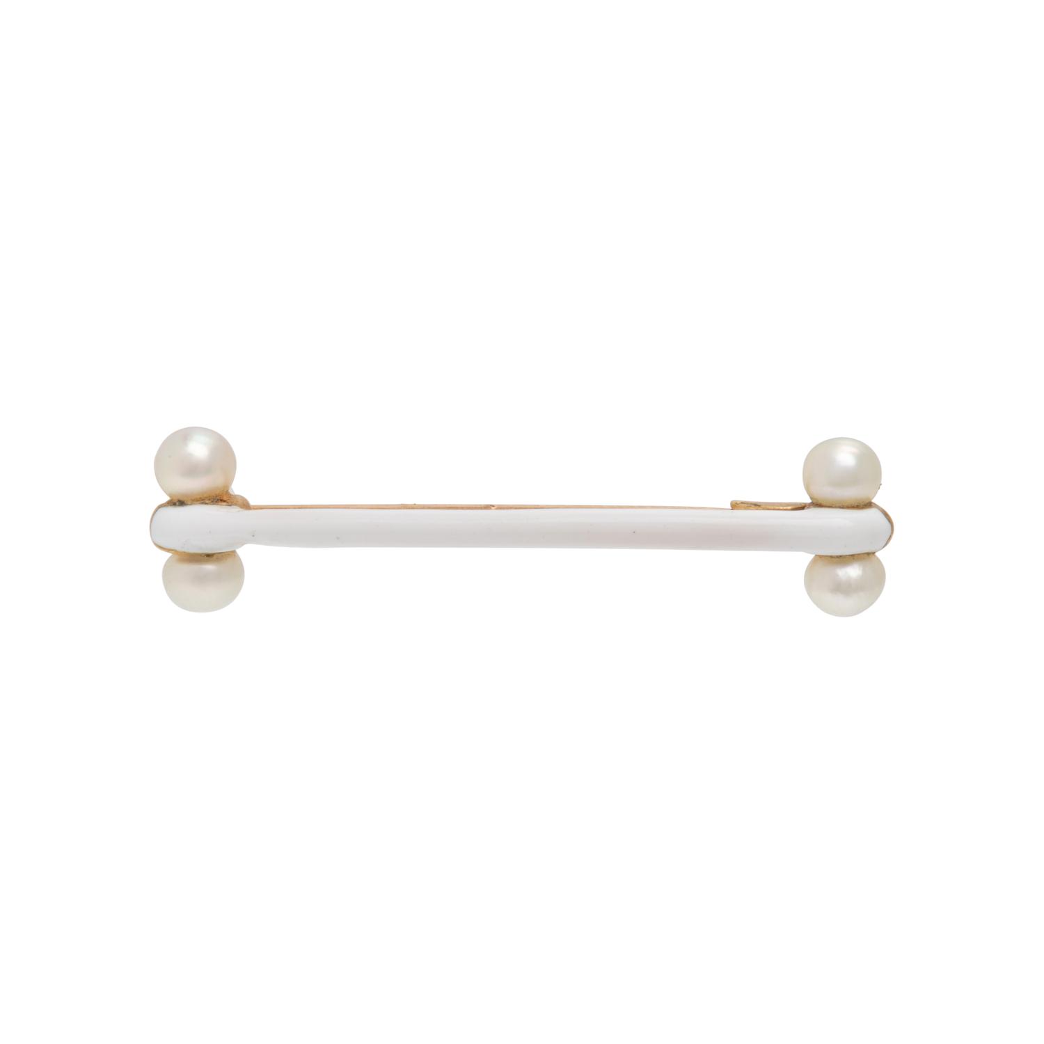 Cartier, Paris, Art Deco, Seed Pearl, Enamel, and Yellow Gold Brooch