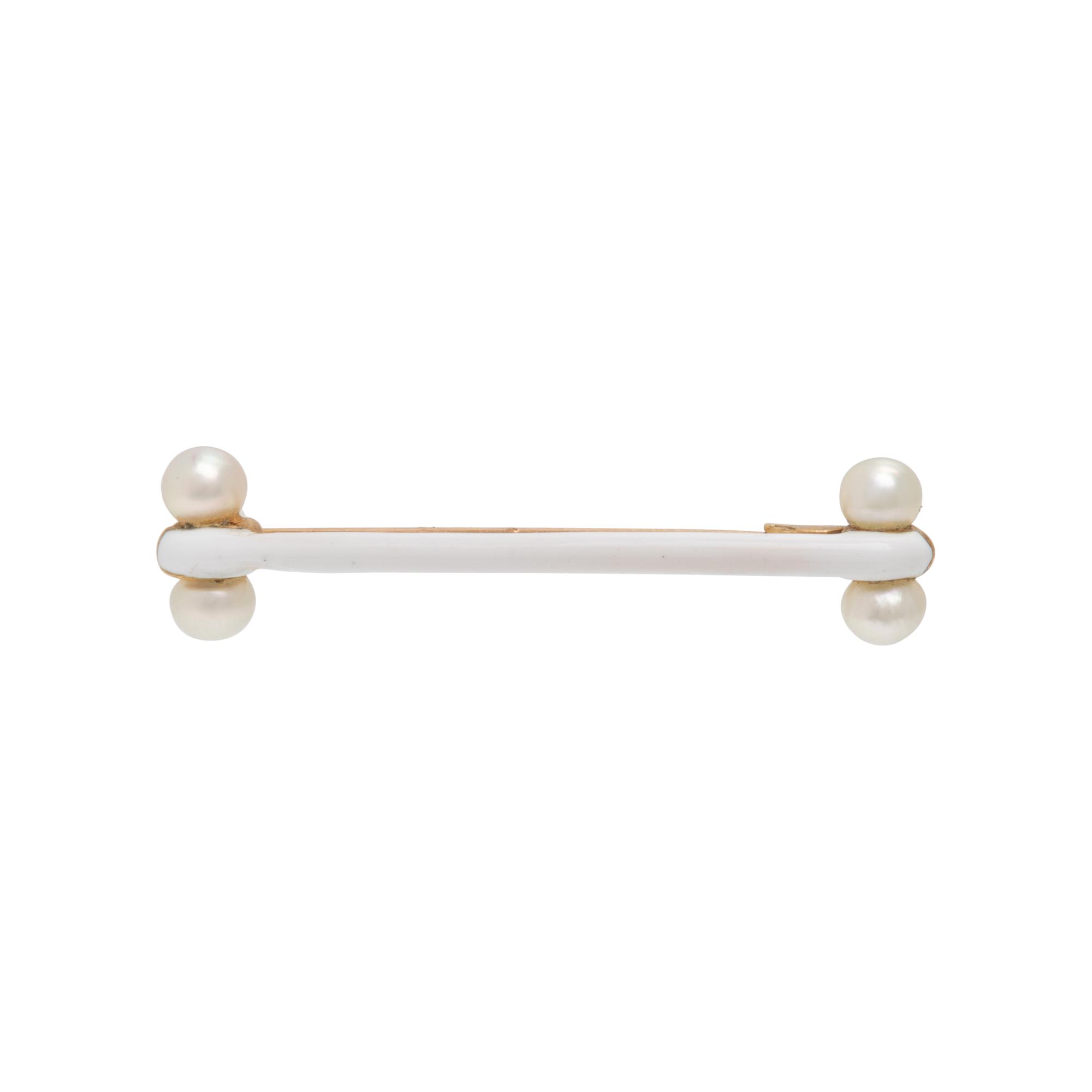 Cartier, Paris, Art Deco, Seed Pearl, Enamel, and Yellow Gold Brooch