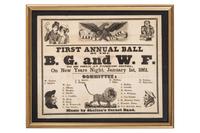 [CIVIL WAR]. Lady's Ticket. First Annual Ball of the B.G. and W.F. to be held at Passaic Hotel, On New Years Night, January 1st, 1861. [New York?]: N.p., [1860].