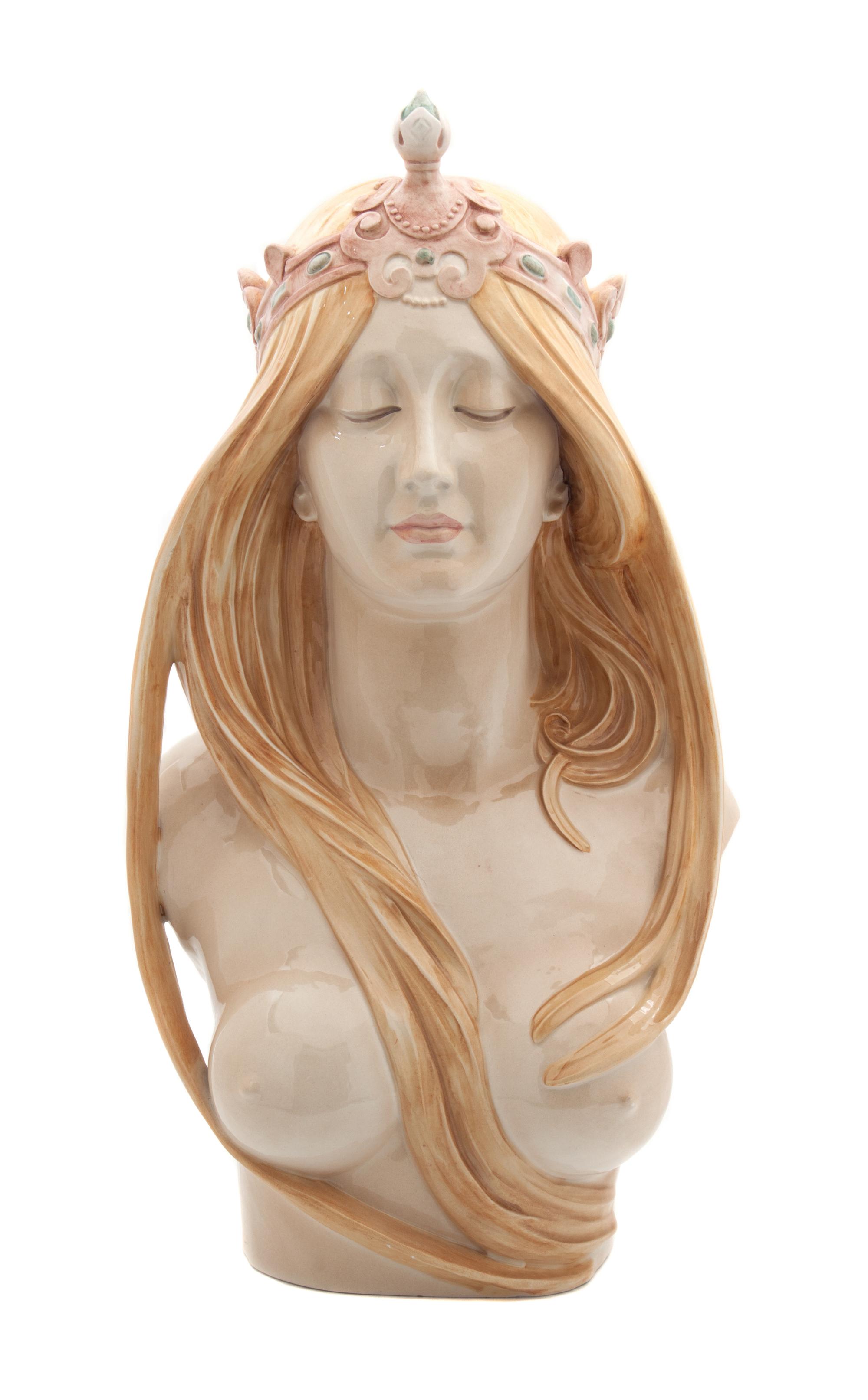 An Italian Art Nouveau Style Ceramic Bust Height 19 3/4 inches. — EARLY 20TH CENTURY