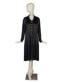 Chanel Black Satin Dress, 1980s