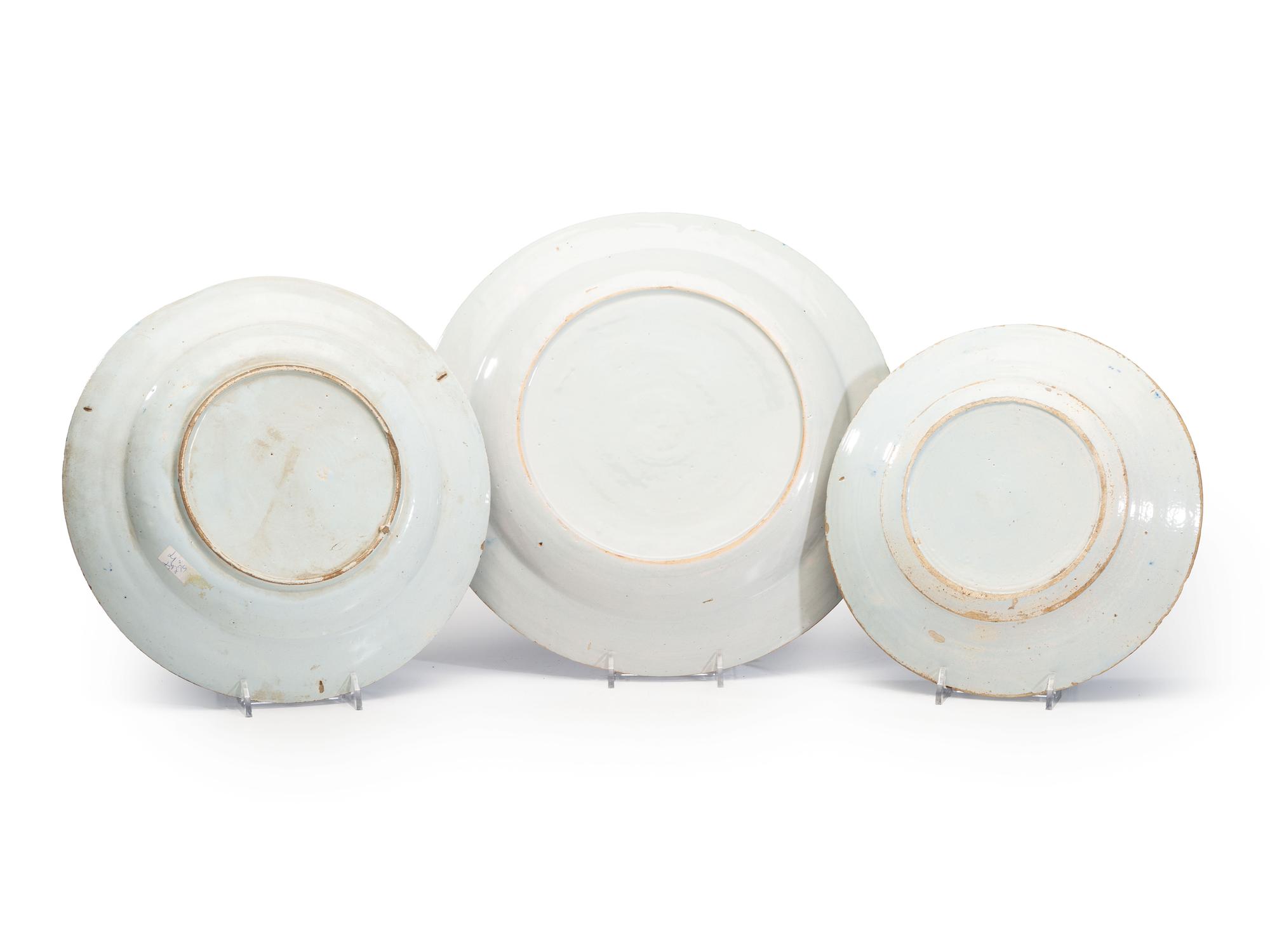 Three Delftware Chinese Export Style Plates