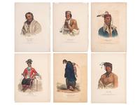 [McKENNEY & HALL]. A group of 6 large folio hand-colored lithographs of Chippewa and Ojibwe. 1836-1838.