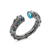 SYNTHETIC BLUE AND WHITE STONE CUFF BRACELET