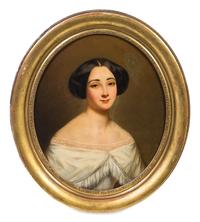 Jean Guillaume Elsidor Naigeon, (French, 1797-1867), Portrait d'une jeune femme, 1855