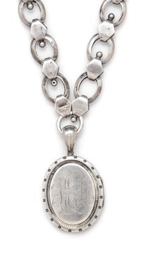 A Sterling Silver Box Chain and Locket, 39.50 dwts.