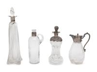A Collection of American Silvered Metal Mounted Glass Articles