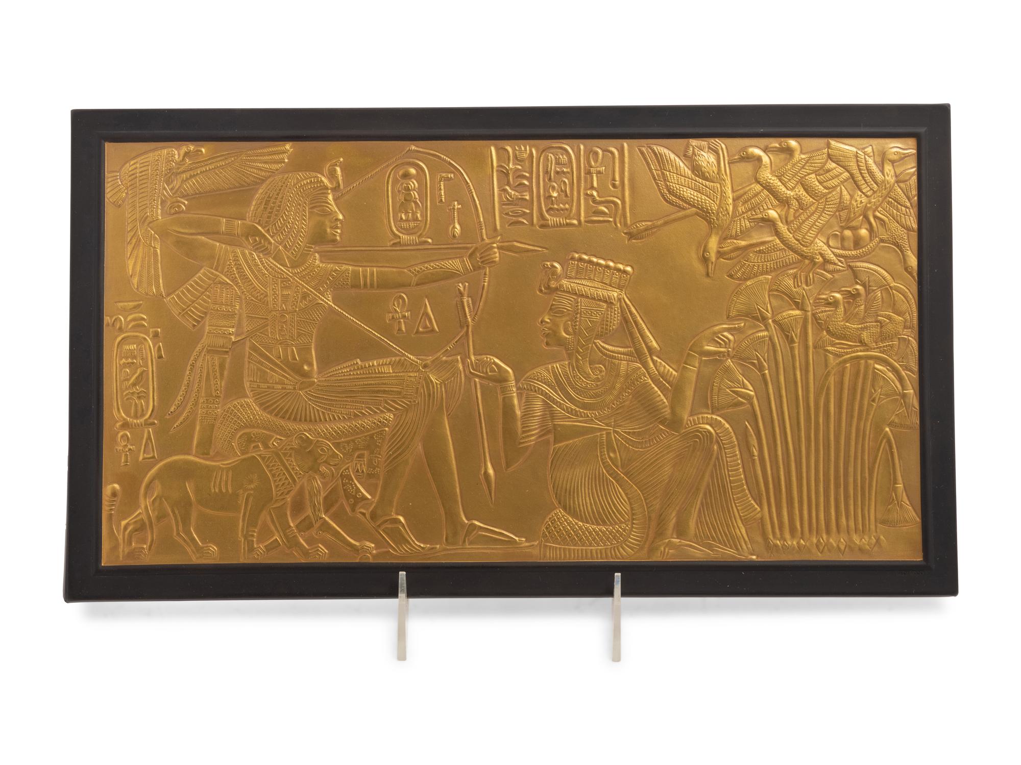 A Wedgwood Gilt Black Basalt Egyptian Plaque