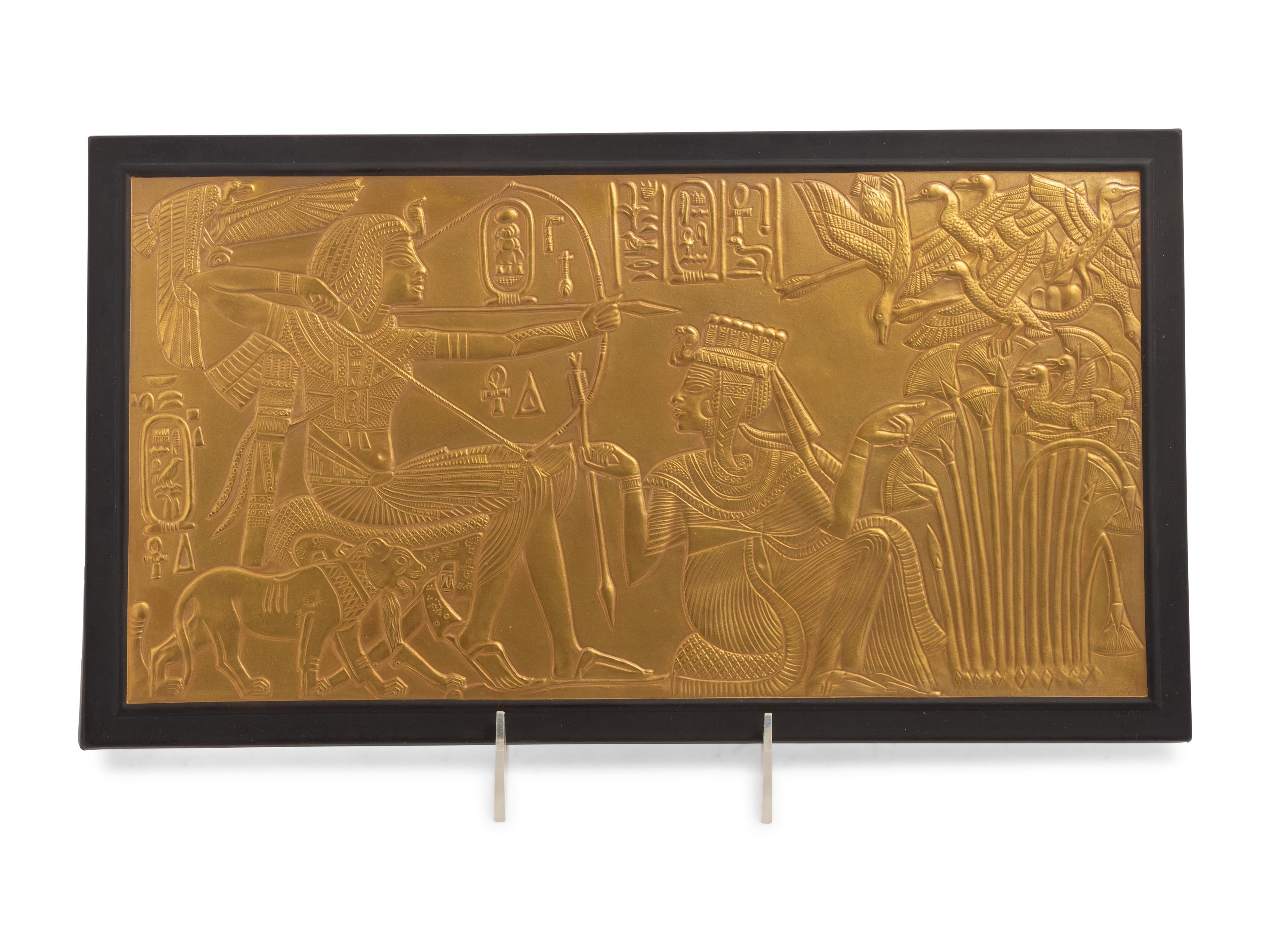 A Wedgwood Gilt Black Basalt Egyptian Plaque