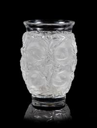 Lalique, a Bagatelle pattern molded and frosted glass vase