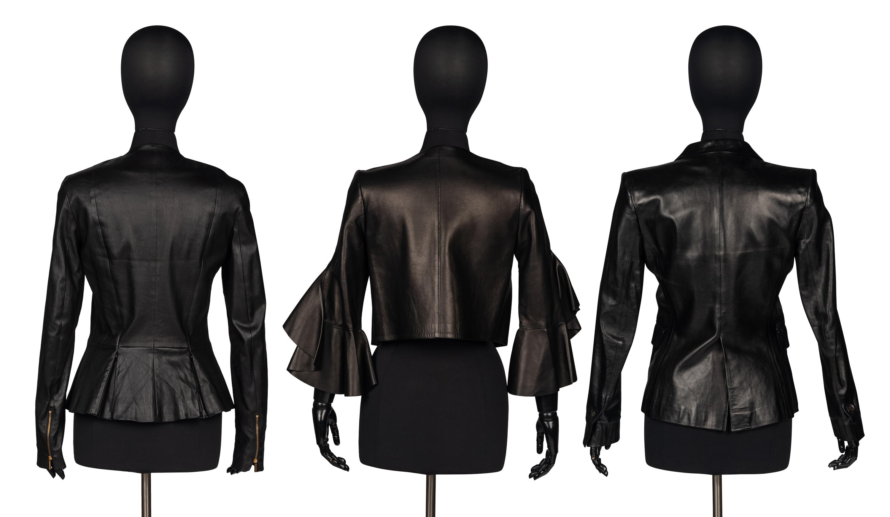 Three Designer Black Leather Jackets
