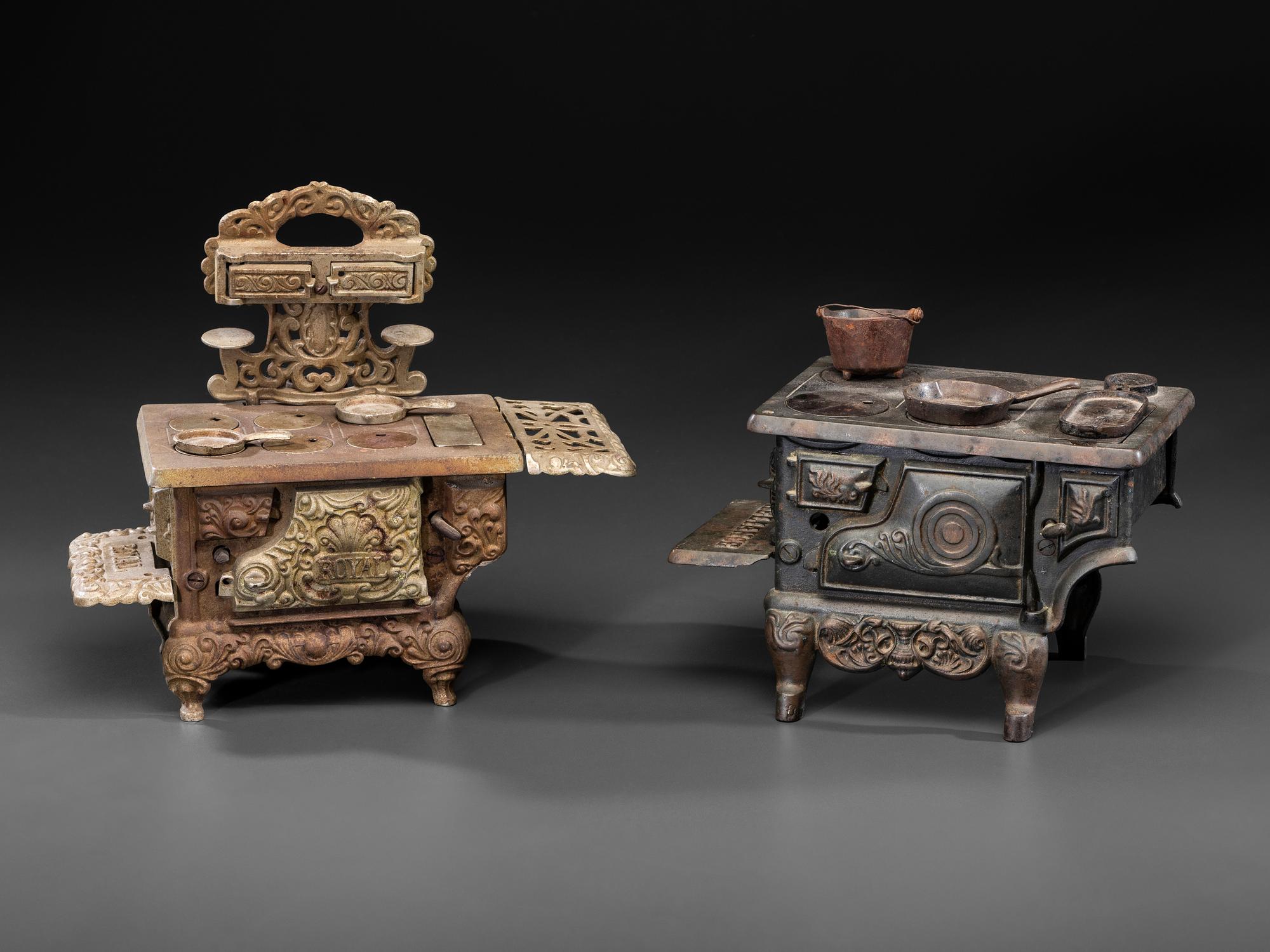 Two Salesman's Sample or Child's Toy Cast Iron Stoves