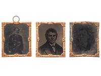 [ABOLITION] -- [POLITICS]. A group of 3 Abbot & Co. sixteenth plate tintypes of Peter Cartwright, Henry Ward Beecher, and William Howard Russell.