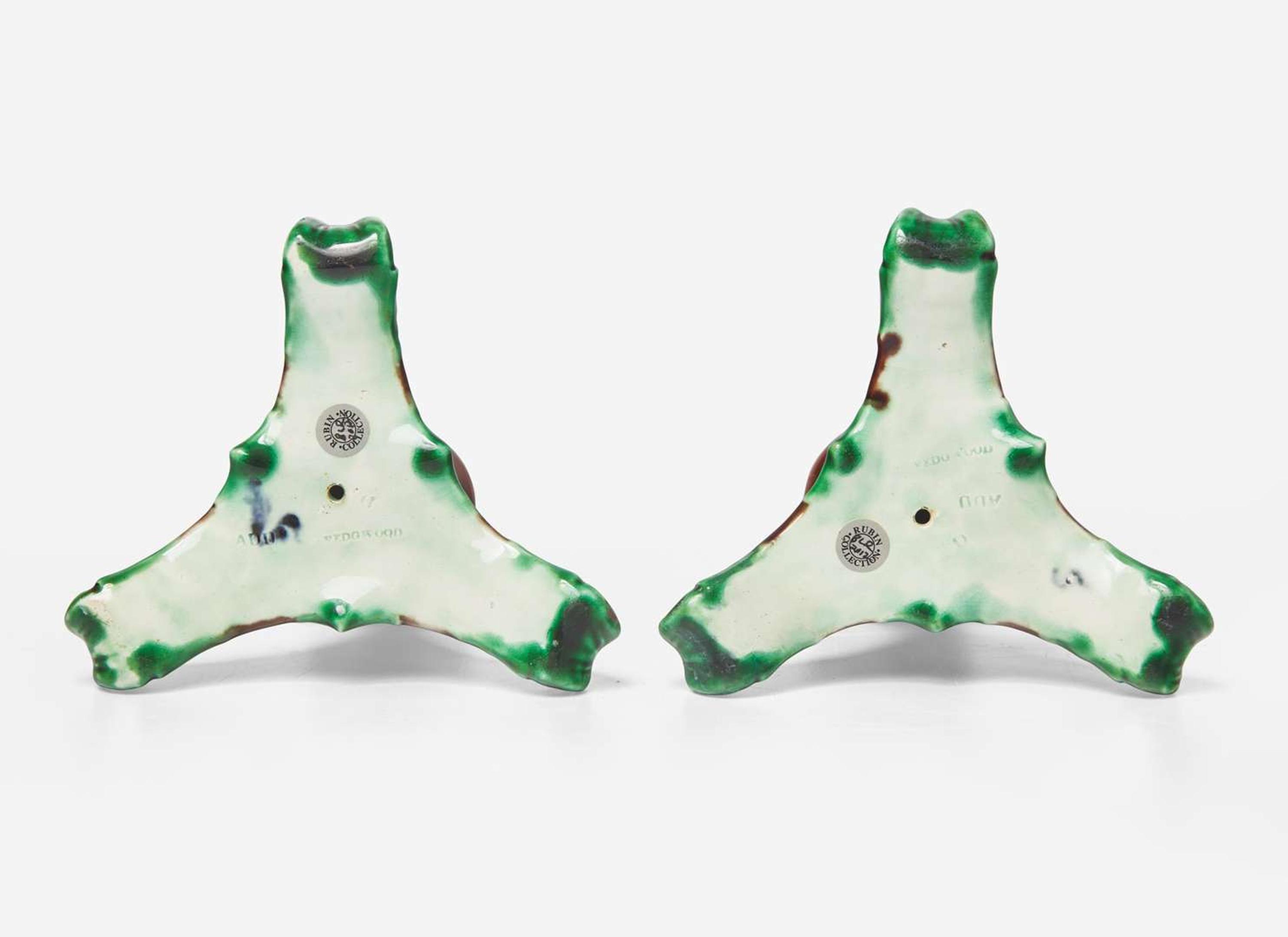 A Pair of Wedgwood Majolica Candlesticks, UK, 1875