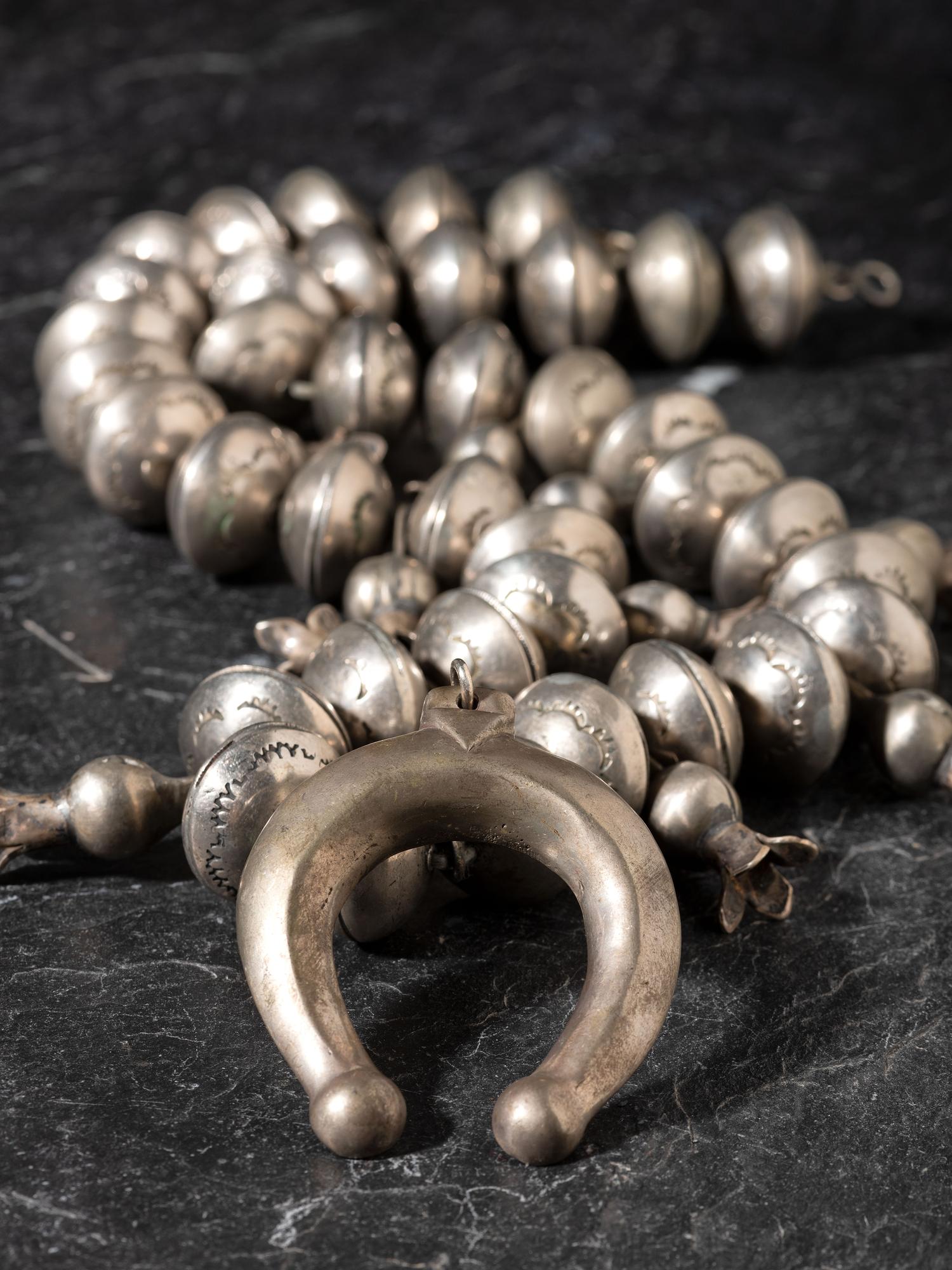 Navajo Large Silver Squash Blossom Necklace