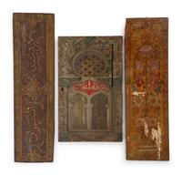 Three Qajar Painted Wood Panels