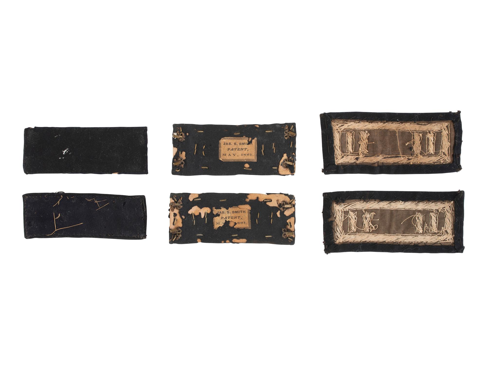 [MILITARIA]. A group of 6 Civil War-era shoulder straps for infantry and artillery officers.