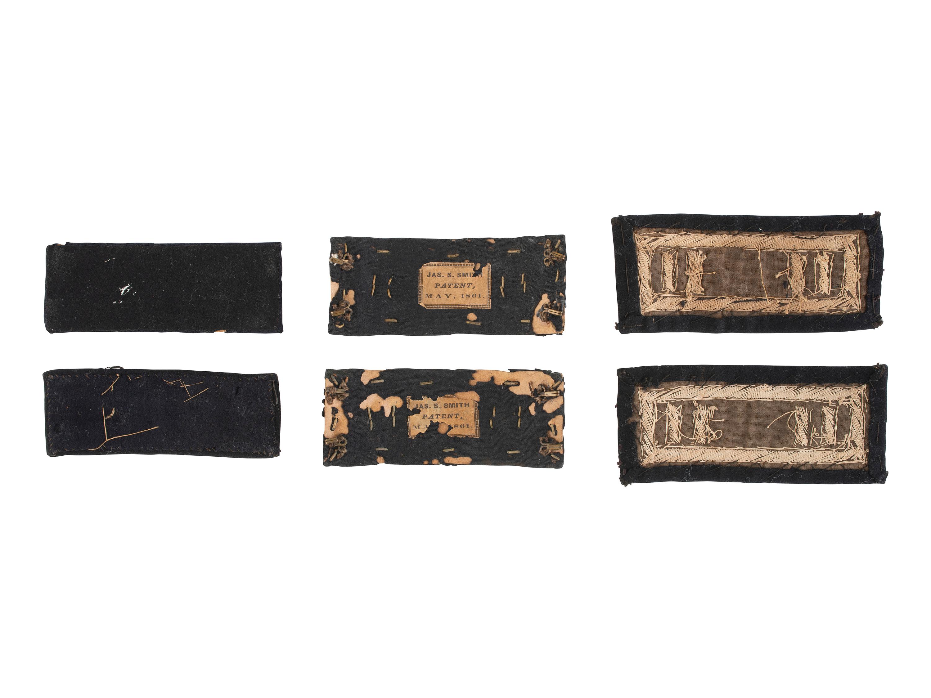 [MILITARIA]. A group of 6 Civil War-era shoulder straps for infantry and artillery officers.