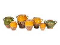 Seven French Glazed Terra Cotta Confit Jars
