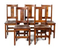 Seven American Arts & Crafts Oak Dining Chairs, Charles Limbert Height of arm chair: 39 inches