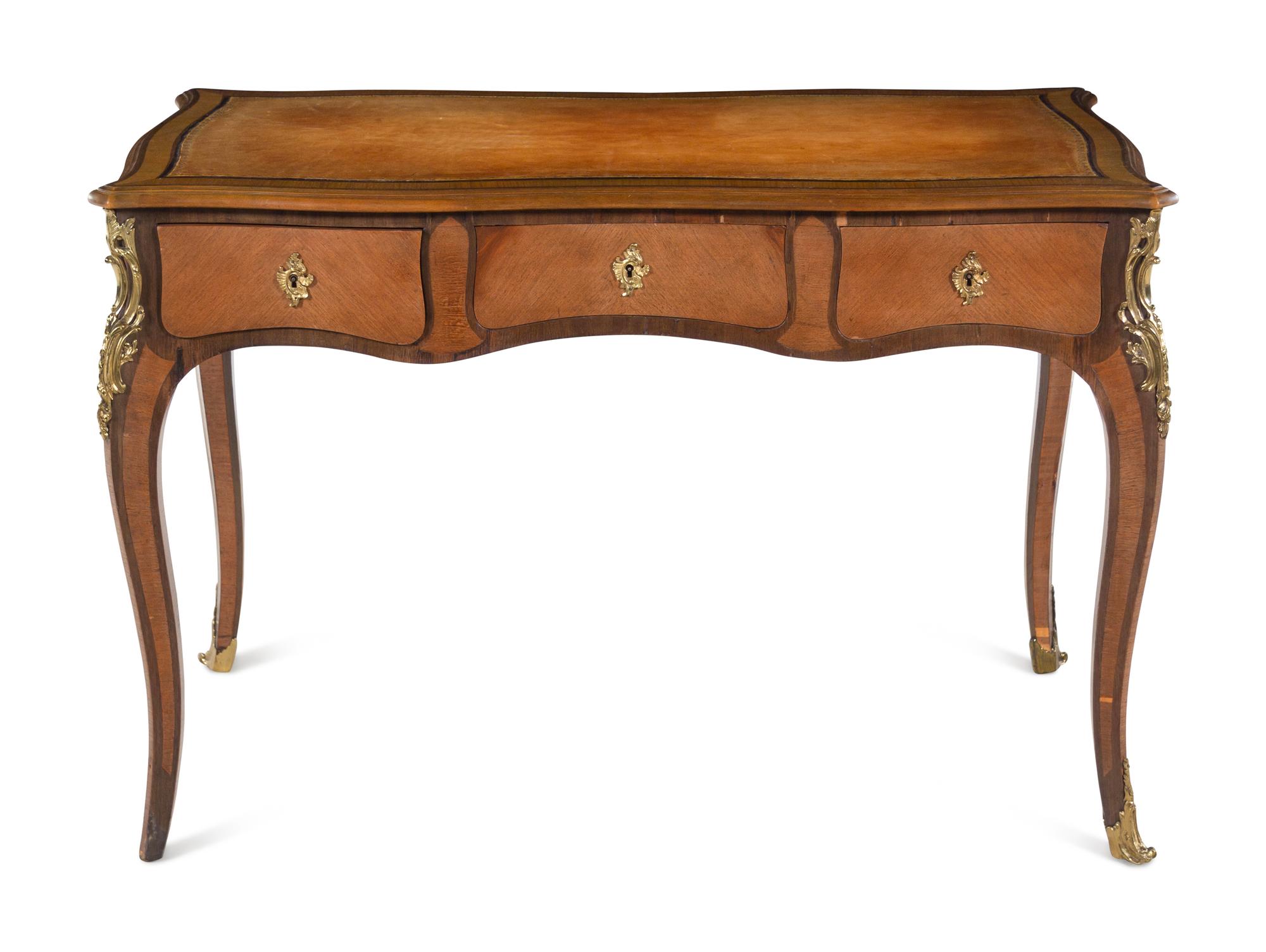 A Louis XV Style Gilt Metal Mounted Bureau Plat