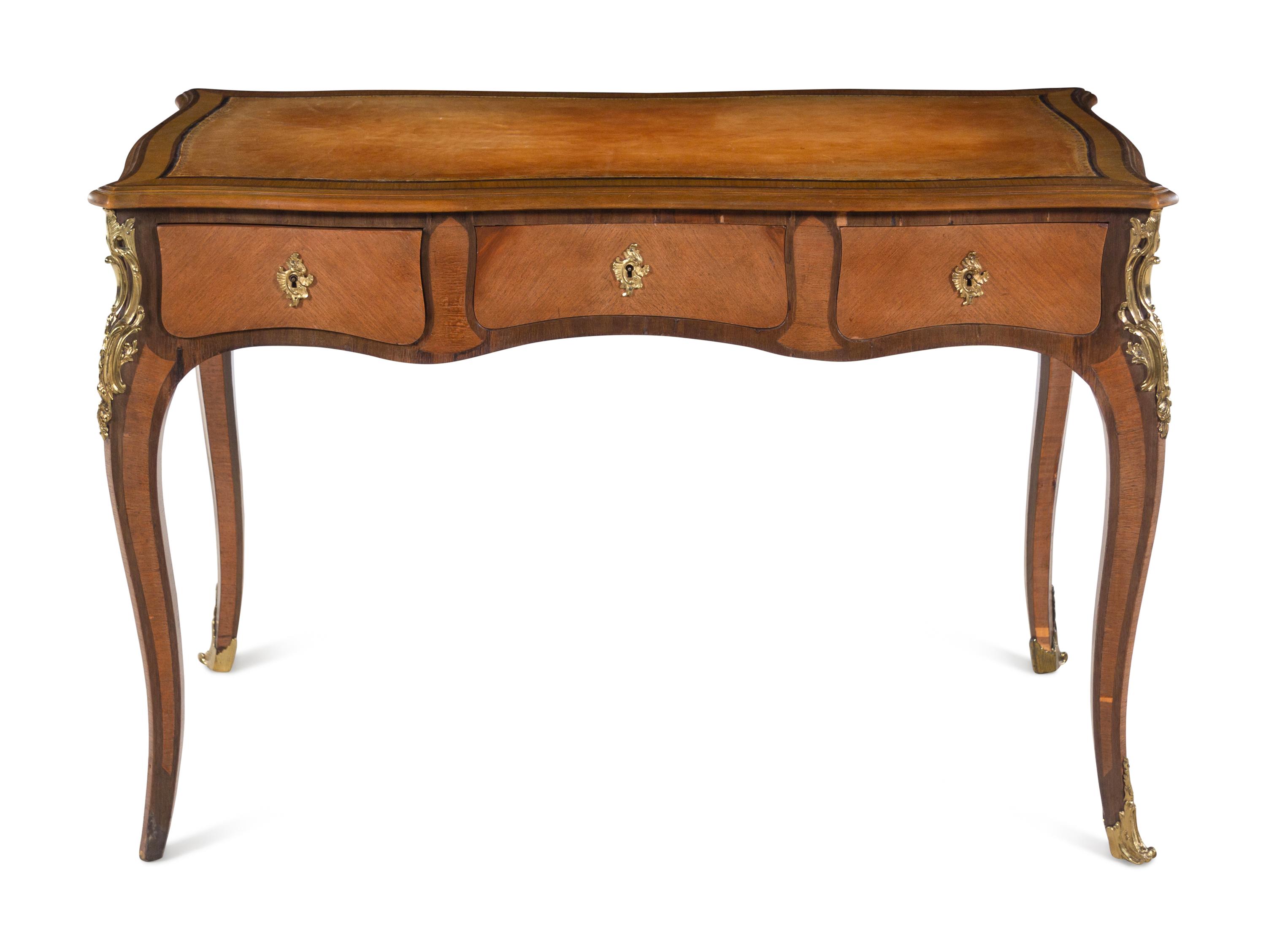 A Louis XV Style Gilt Metal Mounted Bureau Plat