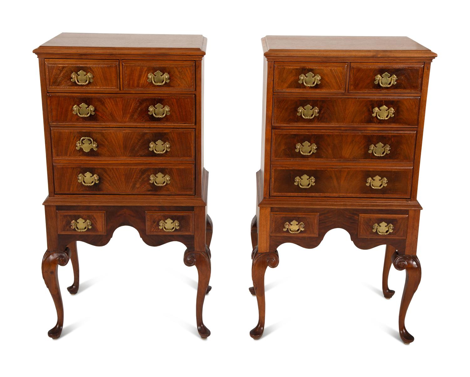 A Pair of Georgian Style Mahogany Diminutive High Boys — 20TH CENTURY