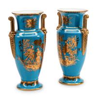 A Pair of Paris Porcelain Chinoiserie-Decorated Vases