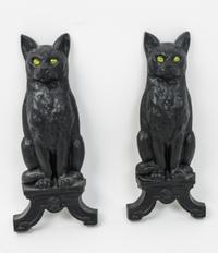 A Pair of American Iron Cat Form Andirons Height 16 1/2 inches. — 19TH CENTURY
