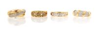 A Collection of 18 Karat Yellow Gold and Diamond Rings, 16.70 dwts.